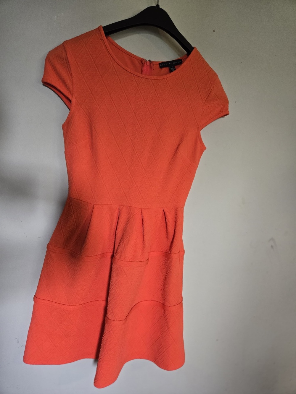 City Studio Orange Textured Fit & Flare Midi Dress